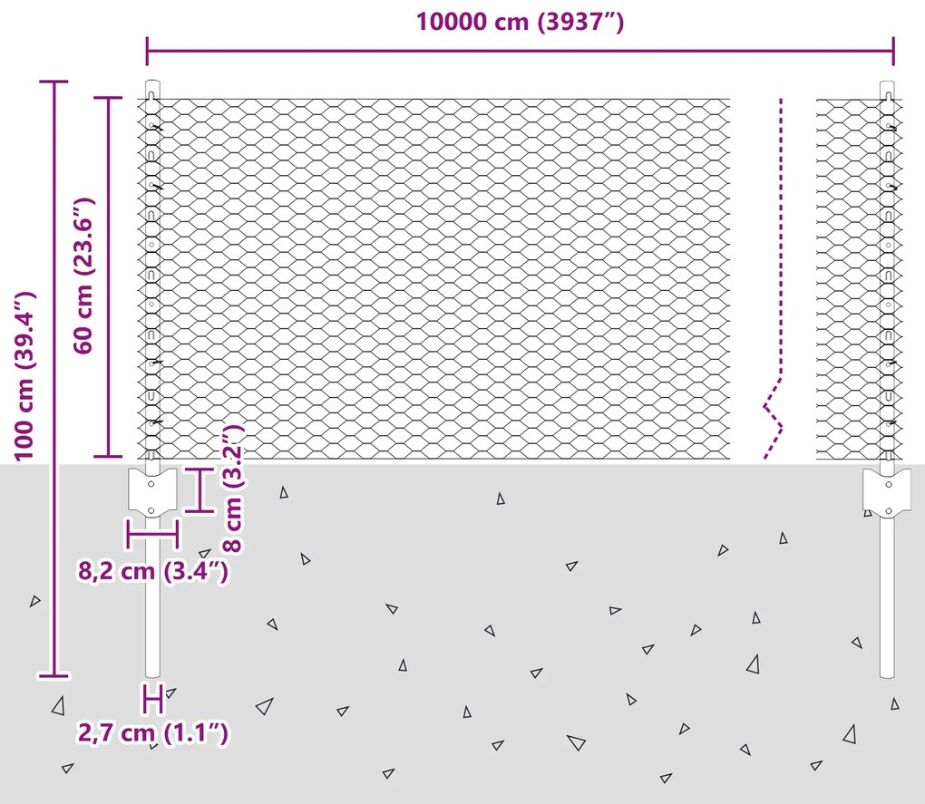 Postes de Cerca vidaXL 11 pcs U-Channel 60 cm Aço Galvanizado, Cerca H
