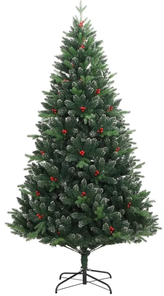 Árvore de Natal artificial articulada c/ bagas vermelhas 210 cm