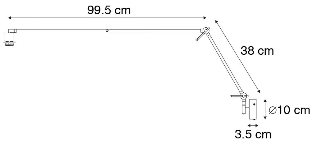 Candeeiro de parede moderno preto ajustável - Blitz