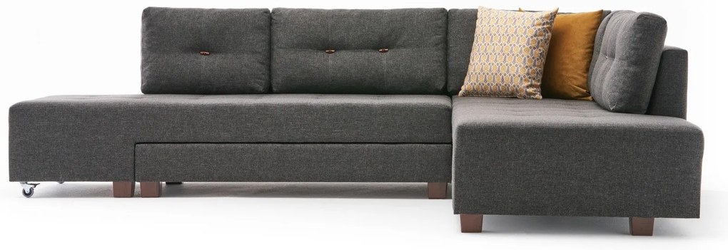 Sofá-cama de canto Manama – Antracite – 280 cm x 85 cm x 206 cm
