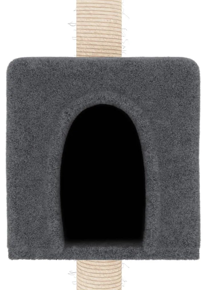 Árvore p/ gatos c/ postes arranhadores sisal 180cm cinza-escuro