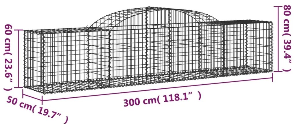 Cestos gabião arqueados 12pcs 300x50x60/80 cm ferro galvanizado