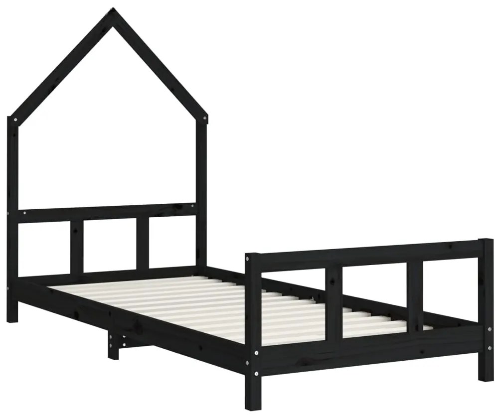 Estrutura de cama infantil 90x190 cm pinho maciço preto