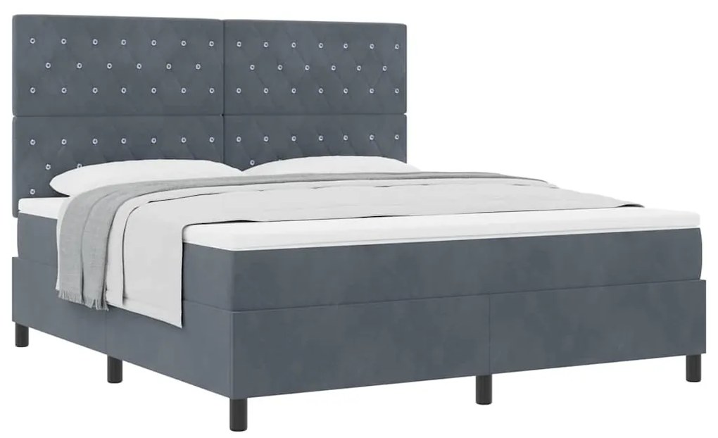 Cama Box com Colchão vidaXL Cinza Escuro Super King Veludo