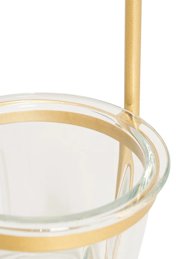 Candeeiro de mesa Art Déco dourado com vidro branco - Isabella