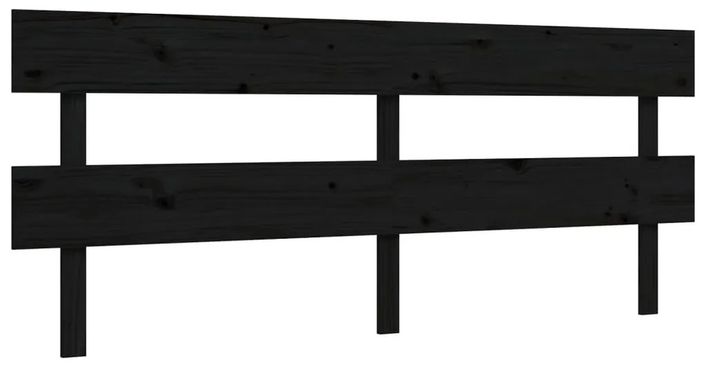 Estrutura de cama com cabeceira 200x200 cm madeira maciça preto