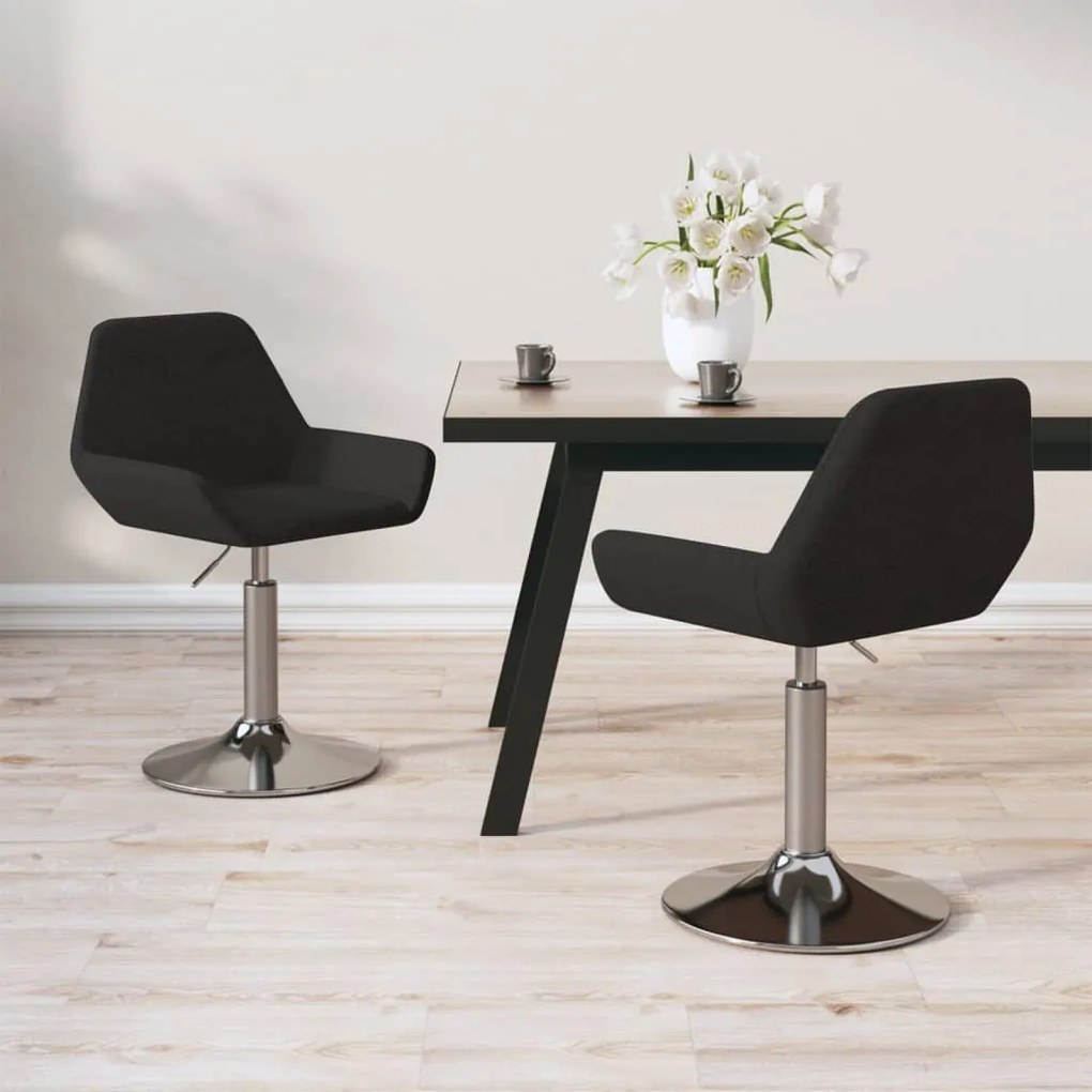 vidaXL Cadeiras de jantar giratórias 2 pcs tecido preto