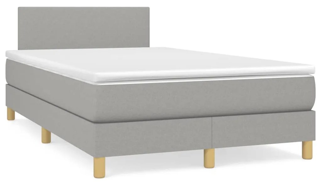 vidaXL Cama box spring c/ colchão e LED 120x190 cm tecido cinza-claro