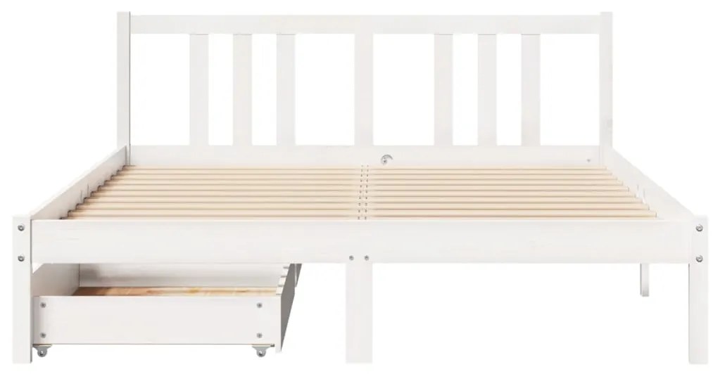 Cama sem colchão 140x190 cm madeira de pinho maciça branco