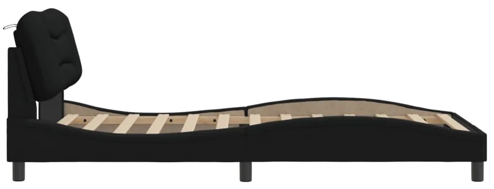Estrutura de cama sem colchão 100x200 cm tecido preto