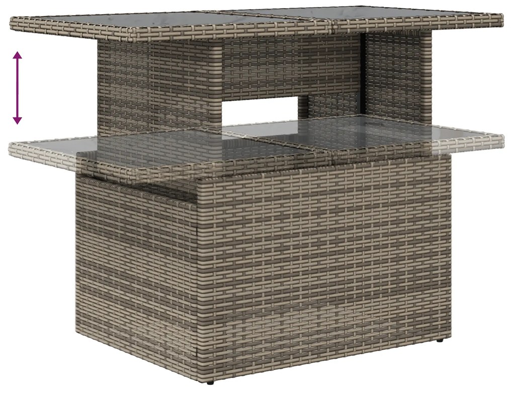 Conjunto de Sofás de Jardim de 8 Peças com Almofadas Cinza Rattan Poli