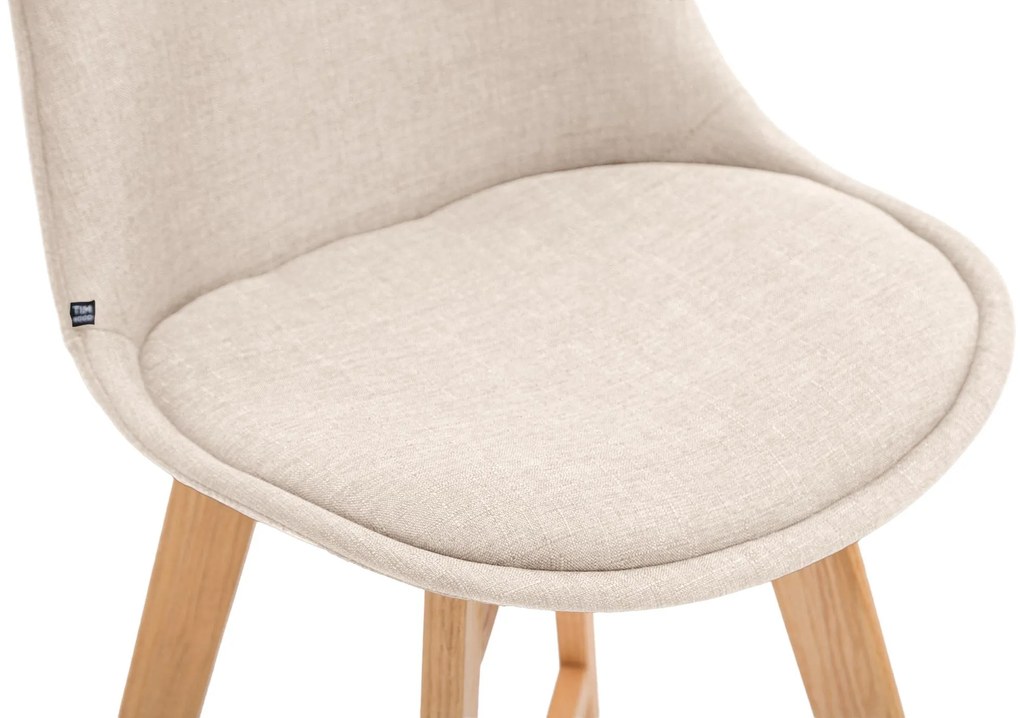 Banco de bar Cannes em tecido e com estrutura de Cor Natural 48 x 112 x 56 cm Creme