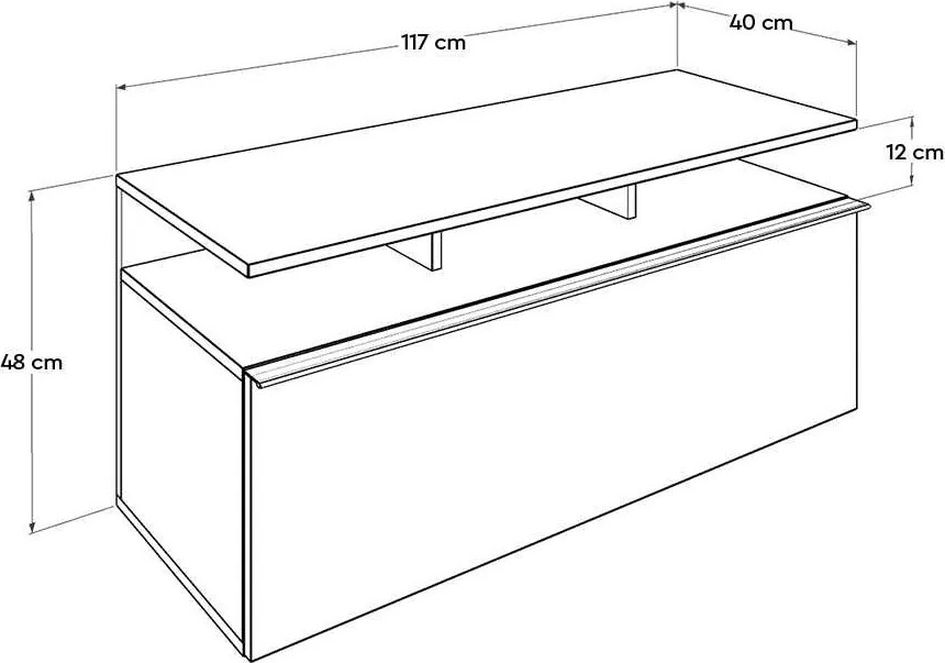 Móvel de TV "Flimini" – Branco &amp; Carvalho– 117 x 48 x 40 cm – Design M