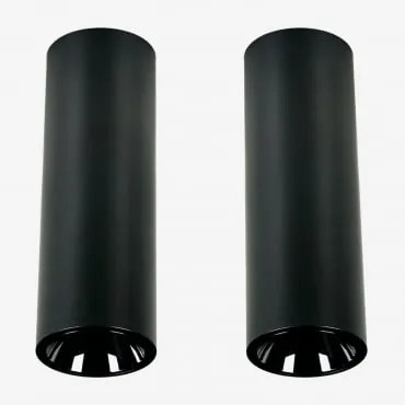 Pack De 2 Apliques De Teto Led De Superfície Redondos Ø7,2 Cm Em Alumínio Luisiana Preto & 23º & Branco Neutro 3500k & 11 W - Sklum