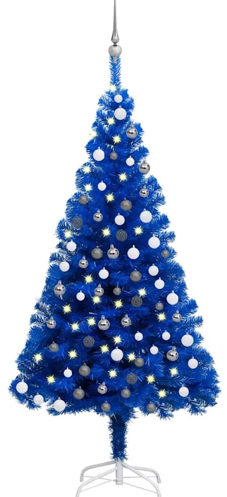 Árvore Natal artificial pré-iluminada c/ bolas 120cm PVC azul