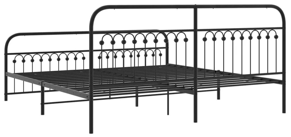 Estrutura de cama com cabeceira e pés 200x200 cm metal preto