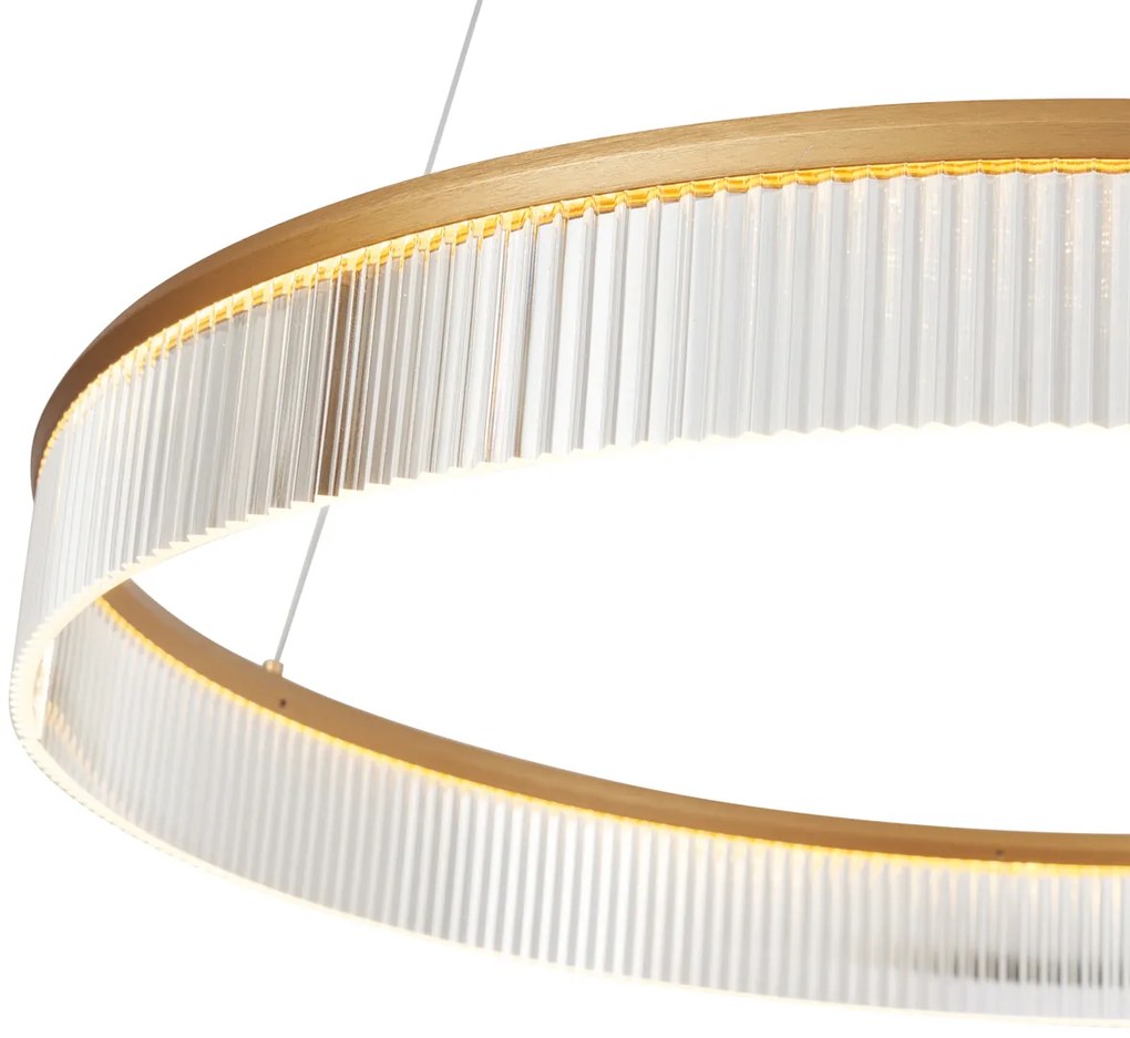 Candeeiro suspenso moderno latão 78cm incl. LED regulável em 3 níveis - Anello Chandelier Moderno