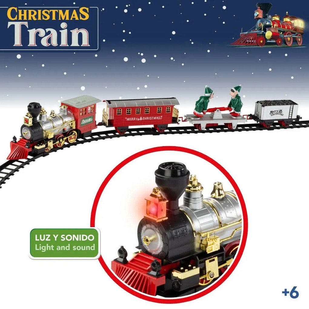 Comboio Elétrico Clássico Speed & Go Leve Som Natal 26 x 11,5 x 6 cm 2 Unidades