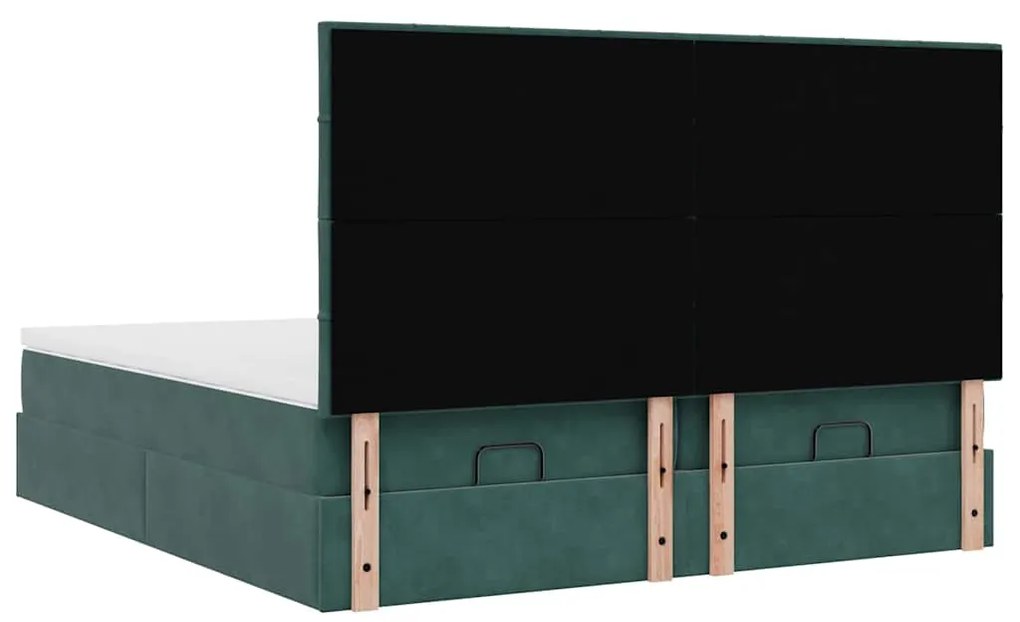 Estrutura de cama otomana com colchão verde escuro veludo
