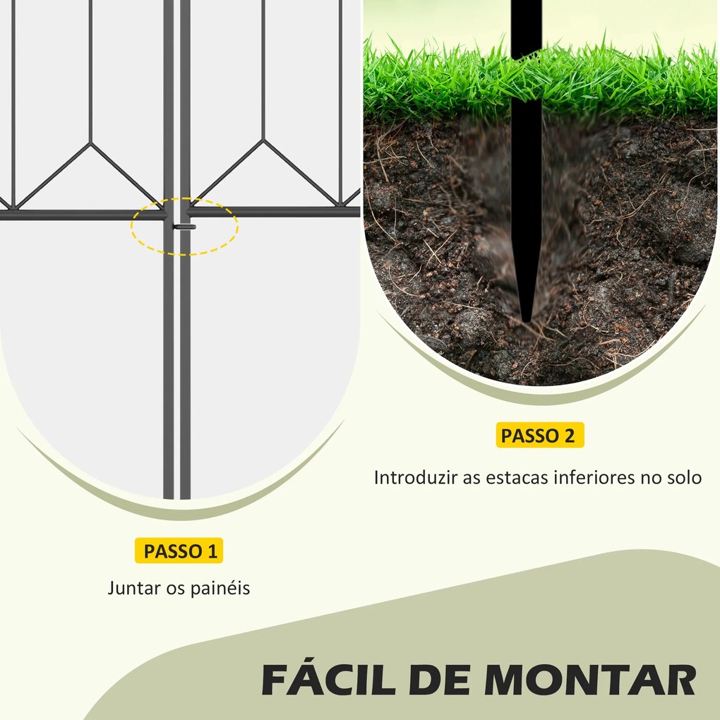 Cercas de Jardim 305x79,5 cm Conjunto de 5 Cercas Decorativas para Jar