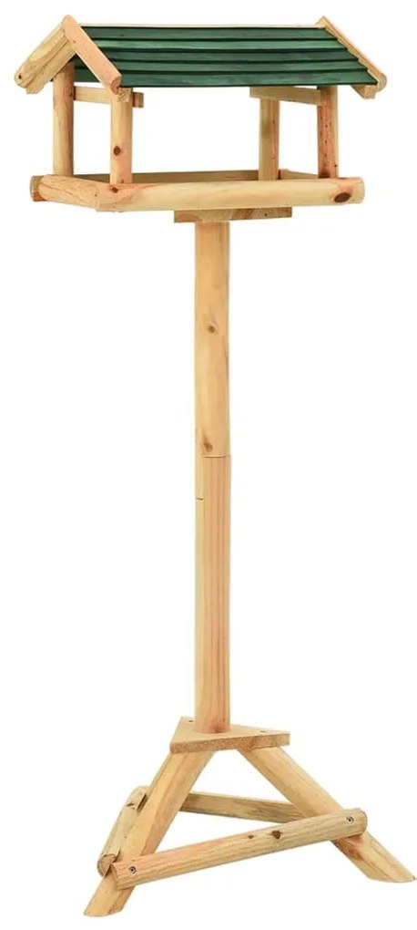 vidaXL Comedouro de pássaros com suporte 37x28x100 cm abeto maciço