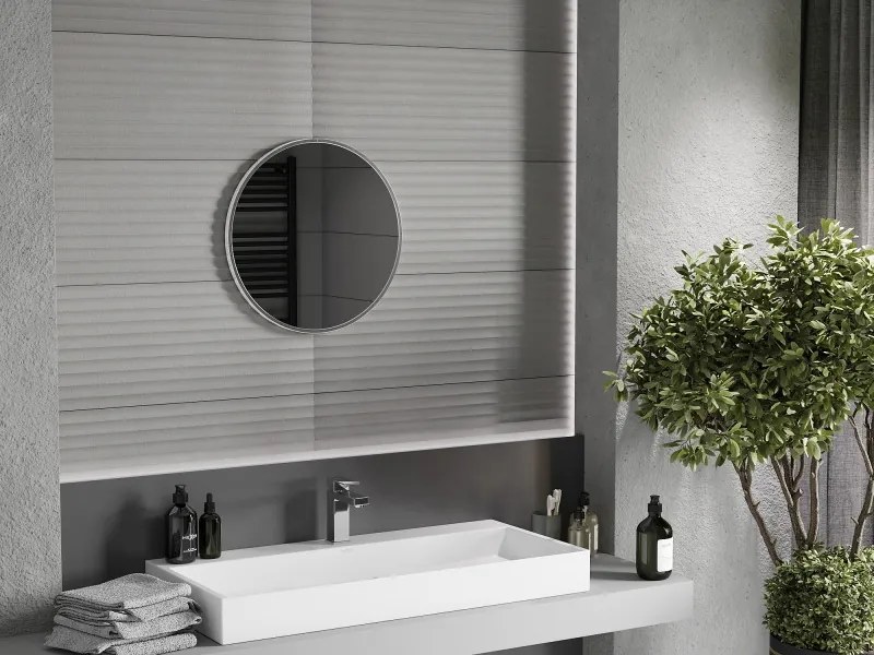 Mexen Loft espelho de casa de banho redondo 50 cm, moldura inox - 9850-050-050-000-10