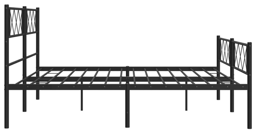 Estrutura de cama com cabeceira e pés 200x200 cm metal preto