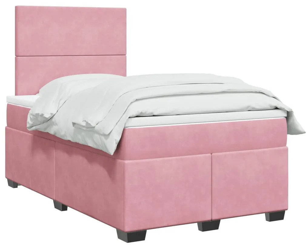 Cama boxspring com colchão 120x200 cm veludo rosa