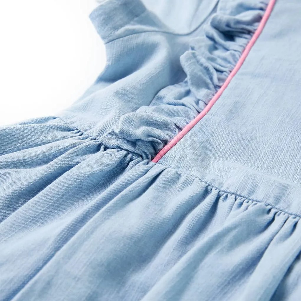 Vestido de criança com folhos azul-suave 128