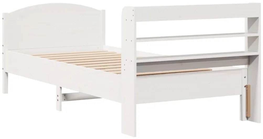 Cama sem colchão 100x200 cm madeira de pinho maciça branco