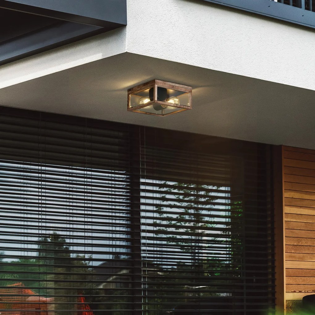 Plafon de teto industrial impressão de madeira IP44 2-Luzes - Charlois