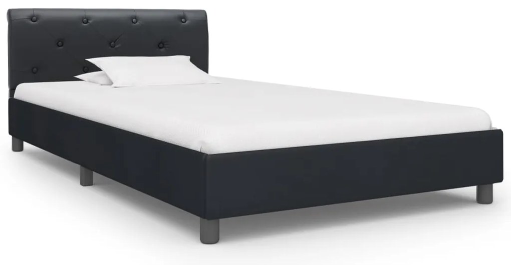 Estrutura de cama 100x200 cm couro artificial preto