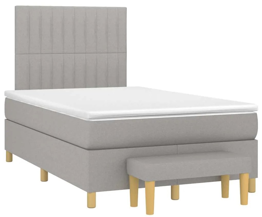 Cama boxspring com colchão 120x190 cm tecido cinzento-claro