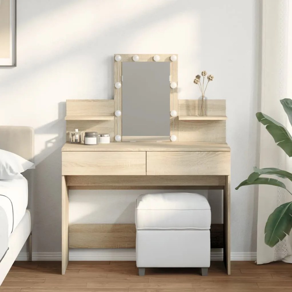 Toucador com LEDs 100x40x130 cm carvalho sonoma
