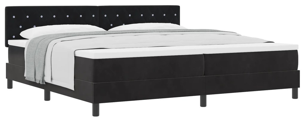Cama Box Spring vidaXL com Colchão Preto 200x200 cm Veludo