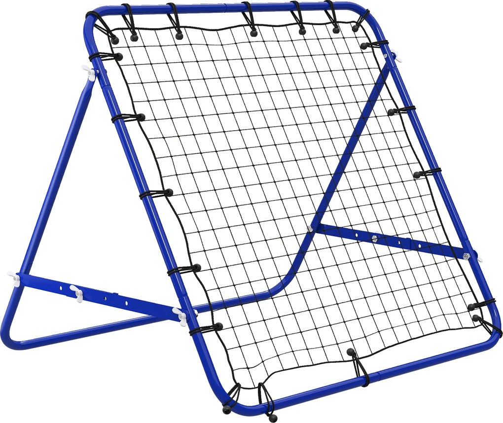 HOMCOM Rede de Ressalto para Futebol em Metal com Ângulo Ajustável e 20 Cordas Elásticas 96x80x96 cm Azul | Aosom Portugal