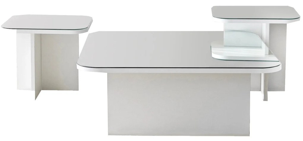 Conjunto de Mesas de Café Jazz – Branco – 80x30x80 cm, 40x35x40 cm, 40