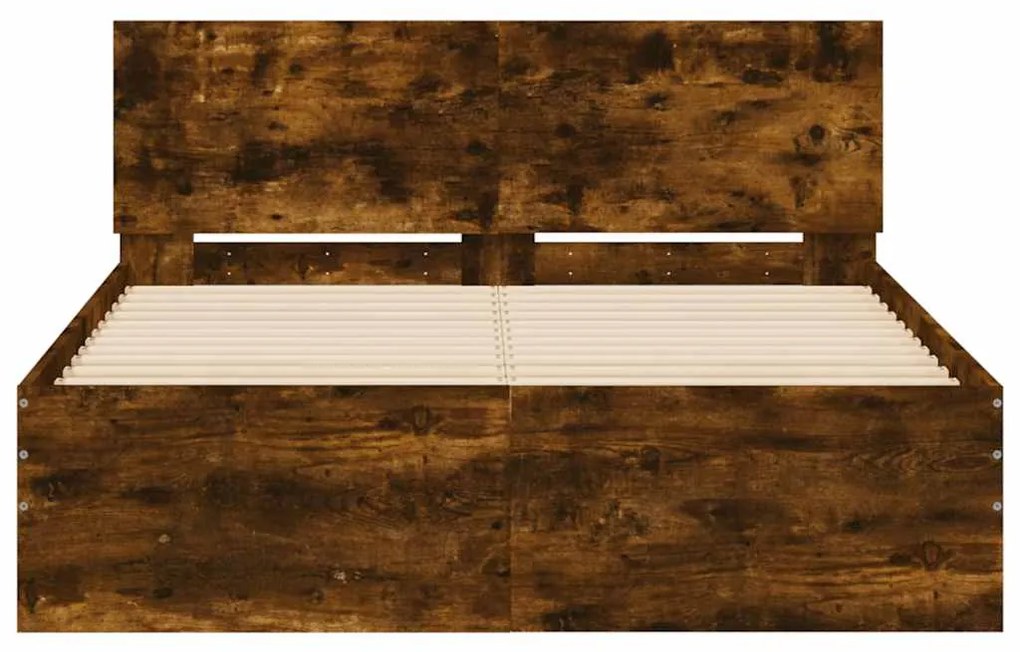 Estrutura cama c/ cabeceira/luzes LED 120x190cm carvalho fumado