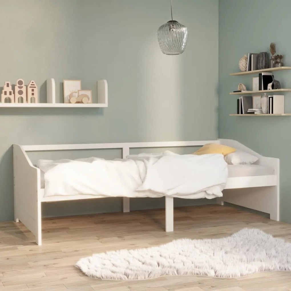 vidaXL Sofá-cama de 3 lugares 90x200 cm madeira de pinho maciça branco