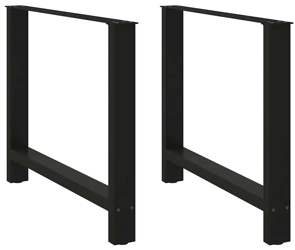 Pés para mesa de jantar pretos 2 peças 90x(72-73) cm aço