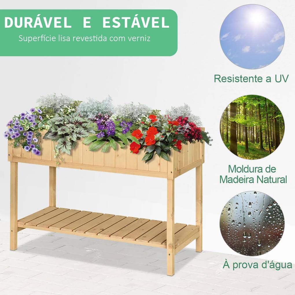 de madeira elevada Jardim urbano para o cultivo de plantas Flores com prateleira inferior 120x60x81 cm