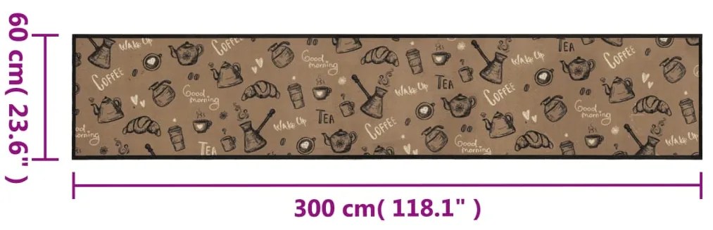 Tapete cozinha lavável 60x300 cm veludo padrão morning castanho