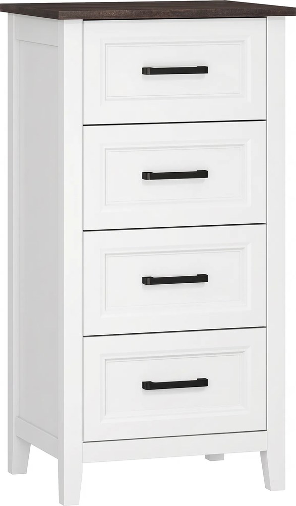 HOMCOM Cômoda com 4 Gavetas, Móvel Alto para Quarto e Sala de Estar | Aosom Portugal