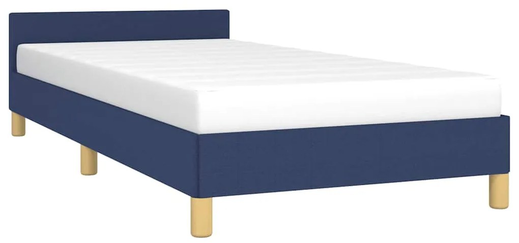 Estrutura cama c/ cabeceira sem colchão tecido 80x200 cm azul