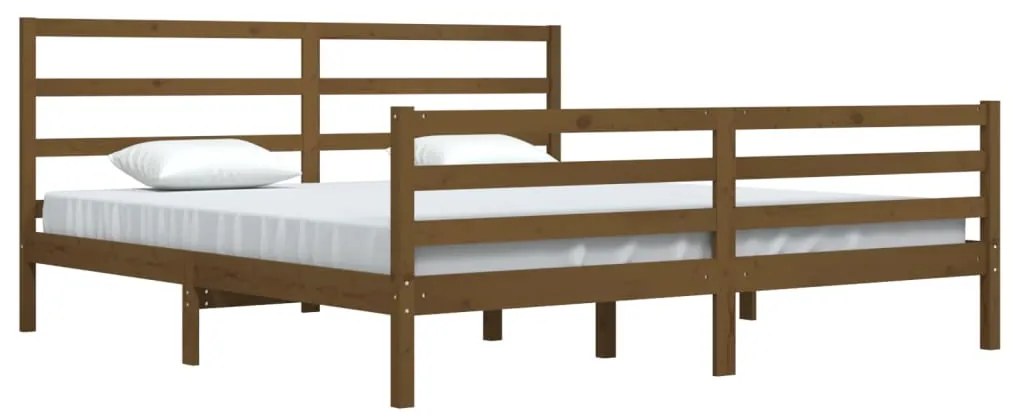 Estrutura de cama 200x200 cm pinho maciço castanho mel