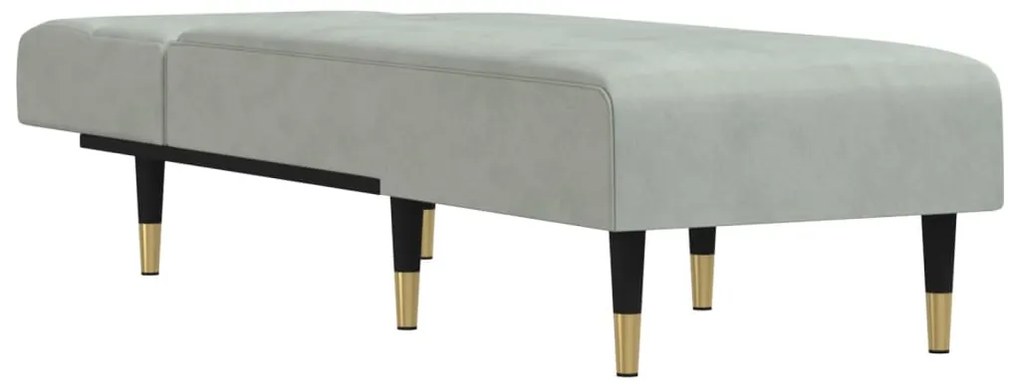 Chaise longue veludo cinzento-claro