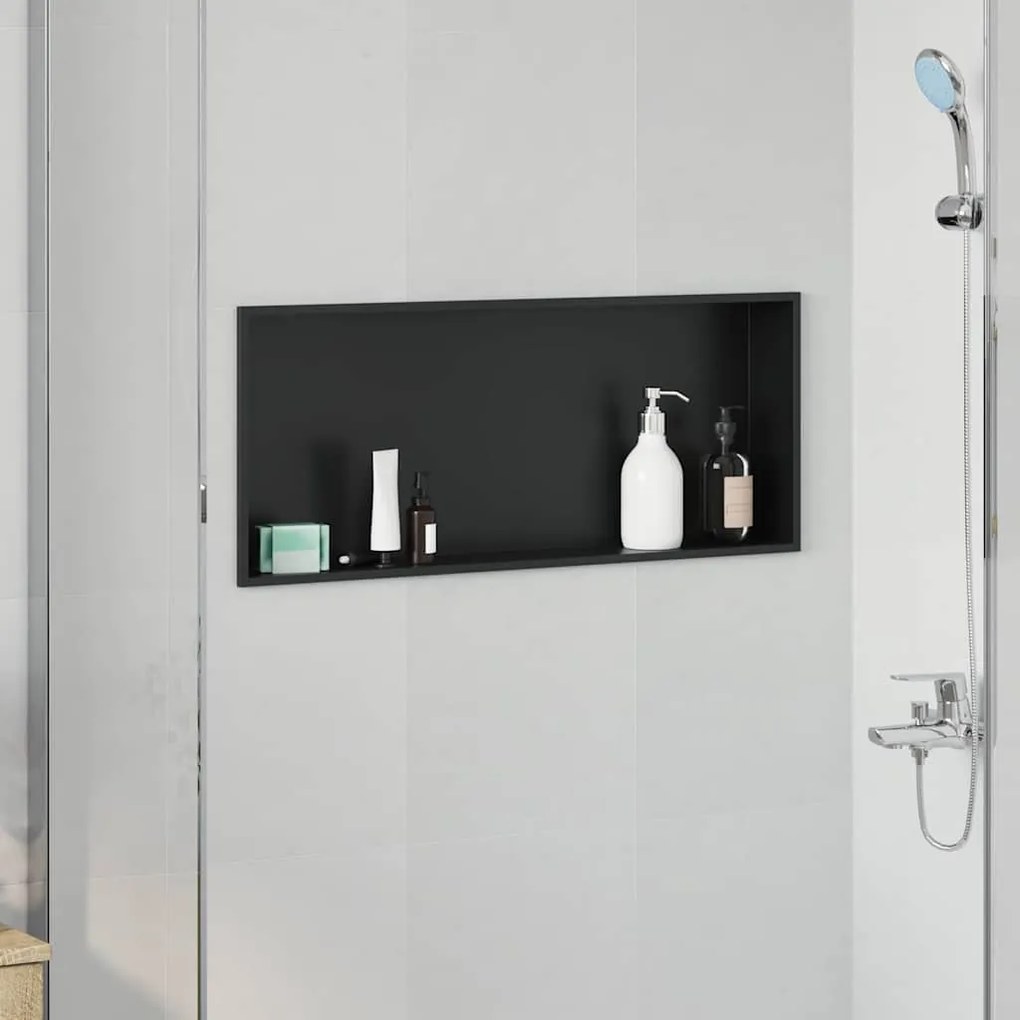 vidaXL Nichos de Chuveiro Preto 75 x 30 x 9.5 cm Aço inoxidável