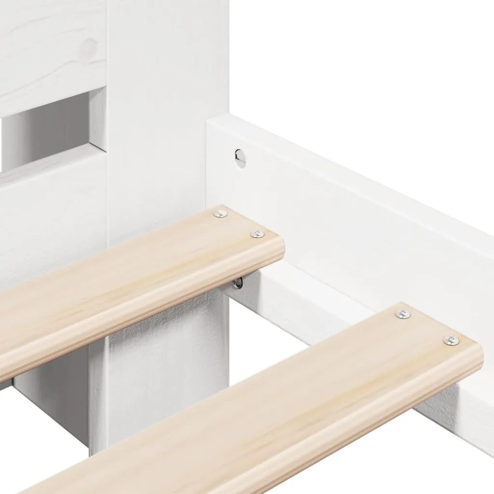 Cama com estante sem colchão 135x190 cm pinho maciço branco