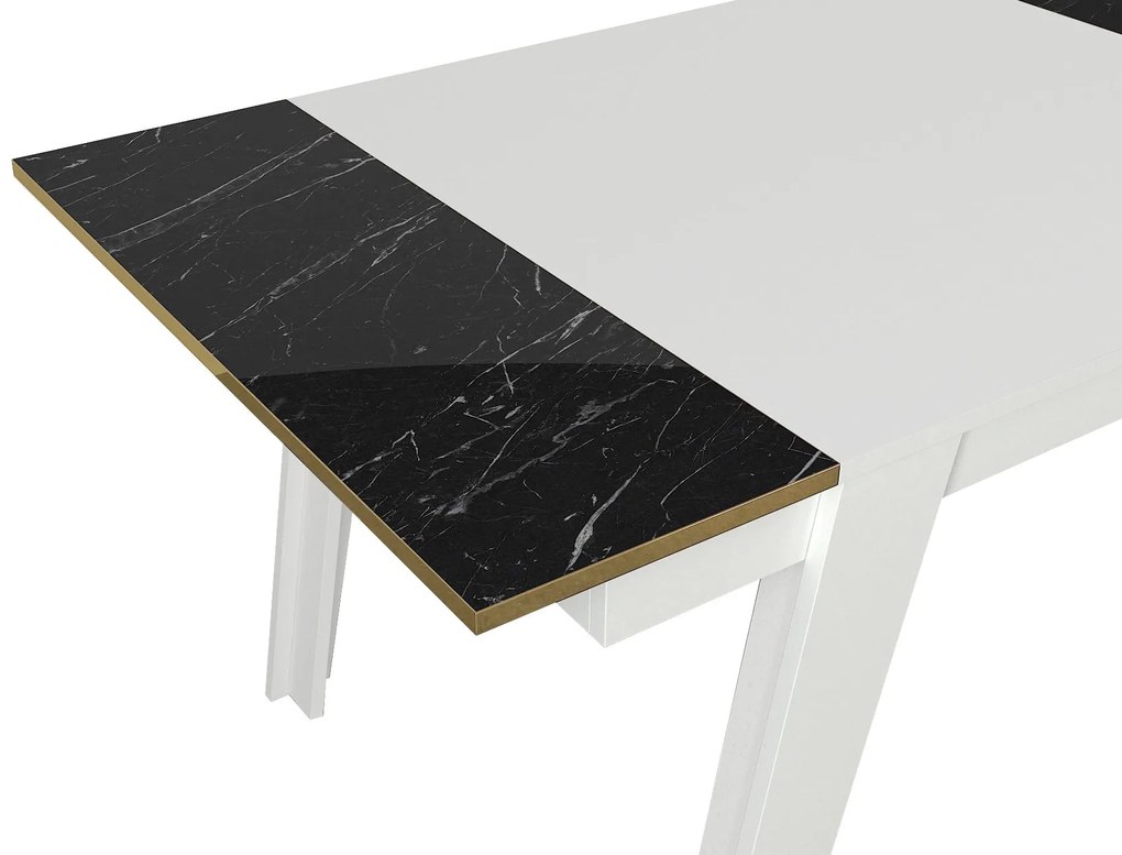 Mesa de Jantar "Ravenna" – 148.5x85x76.2 cm – Branco, Dourado e Preto