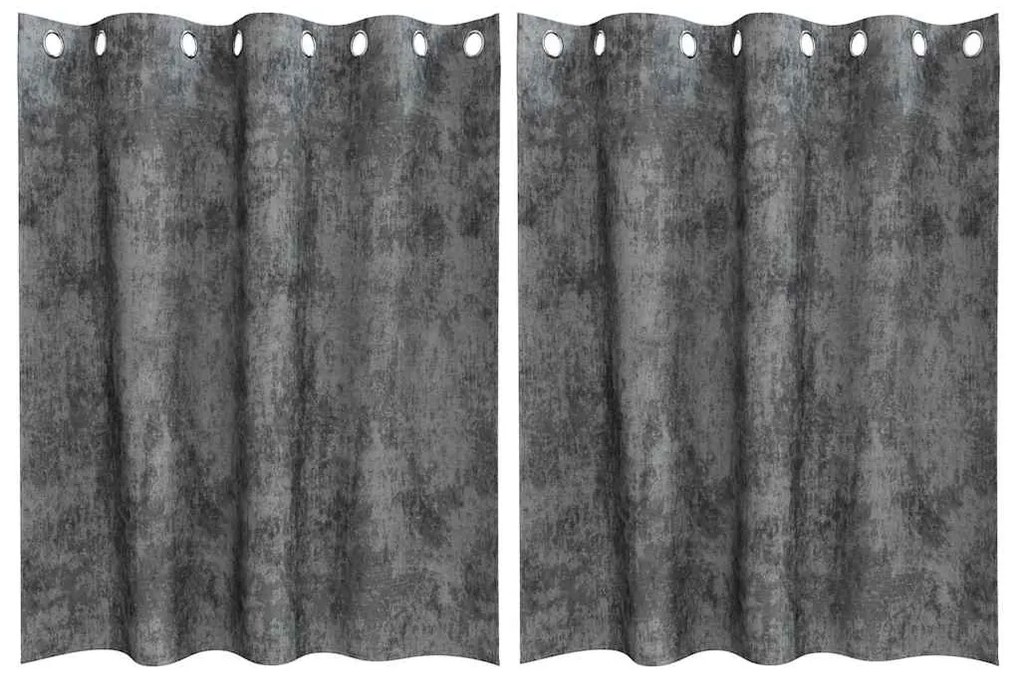 Cortinas de Veludo 2 pçs com Ilhós Cinza 140 x 140 cm